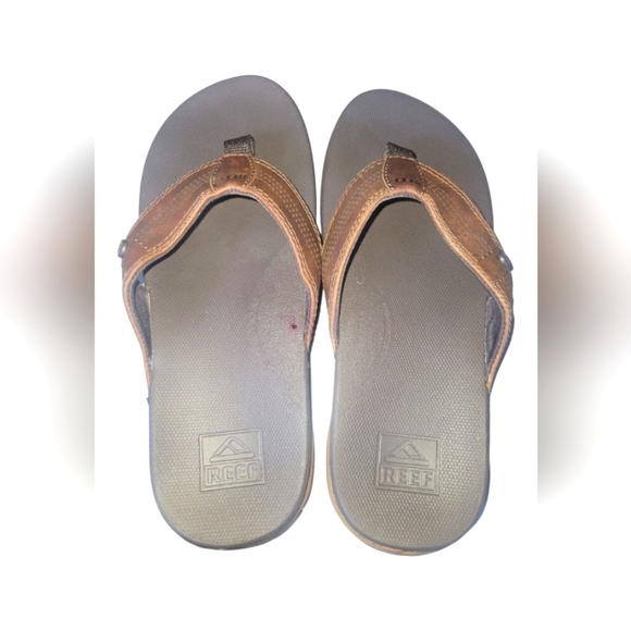 Reef Men's Brown Leather Cushion Lux Thong Flip Flops US 8 EU 40 - Picture 5 of 10